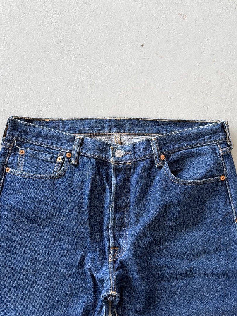 Levi's 501 Button Fly Dark Wash Denim Jeans (Category: Jeans) located in Bauang. Submitted by paringaoseven (Listing ID 1452070687, Image 3). Description: Levis 501 Jeans Condition: 10/10 Dimensions Waist: 32 Length: 30 -Dark wash denim - Button fly closure .