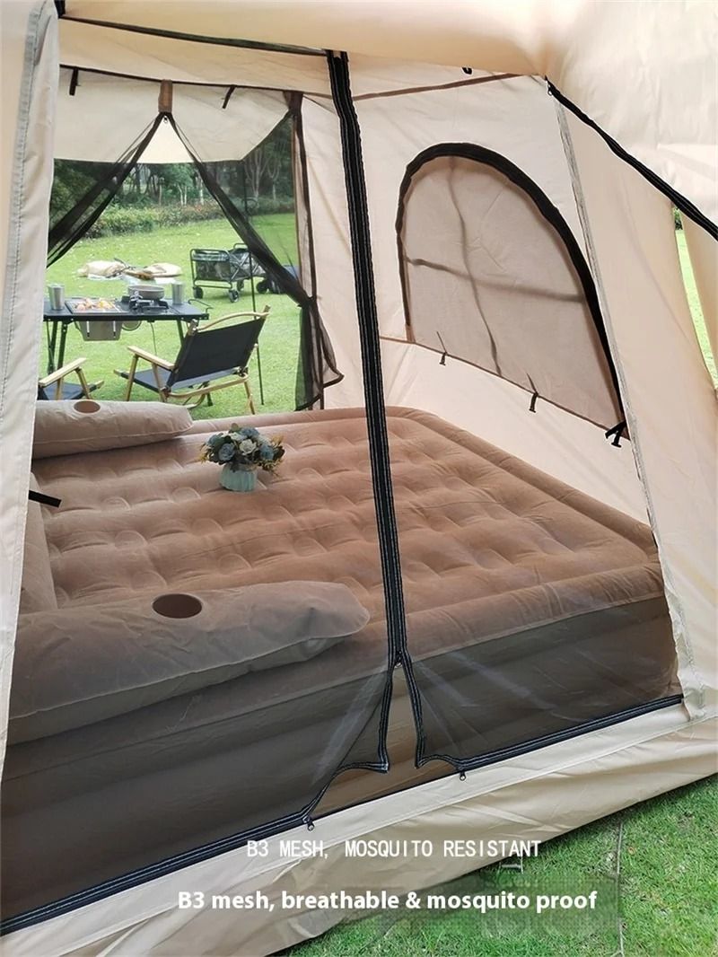 Lohascamping Large Camping Air Tent for 4-5 people Air shelter Dome tent Family Hiking inflatable One-touch tent Outdoor Tent （分類：其他運動配件）位於 Hong Kong。 由 kanjerenog74589 提交（商品編號 1451955865，圖片 2）。簡介： Material:Man-made fibres,Synthetic fibres High-concerned chemical:None is_customized:Yes Model Number:JSX018 Area:220*220*170cm Fabric:600D Oxford with reflective mylar material Structure:One Bedroom Bottom Waterproof Index:2000-3000 mm Outside Tent Wa