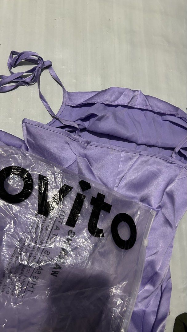 Lovito Lavender Satin Maxi Dress (Category: Dresses) located in Marikina City. Submitted by chartan15 (Listing ID 1452011931, Image 1). Description: - Lovito lavender satin maxi dress - Halter neck with tie-up straps - Flowy skirt for an elegant silhouette - Ideal for special events or a night out - Comes in original packaging.
