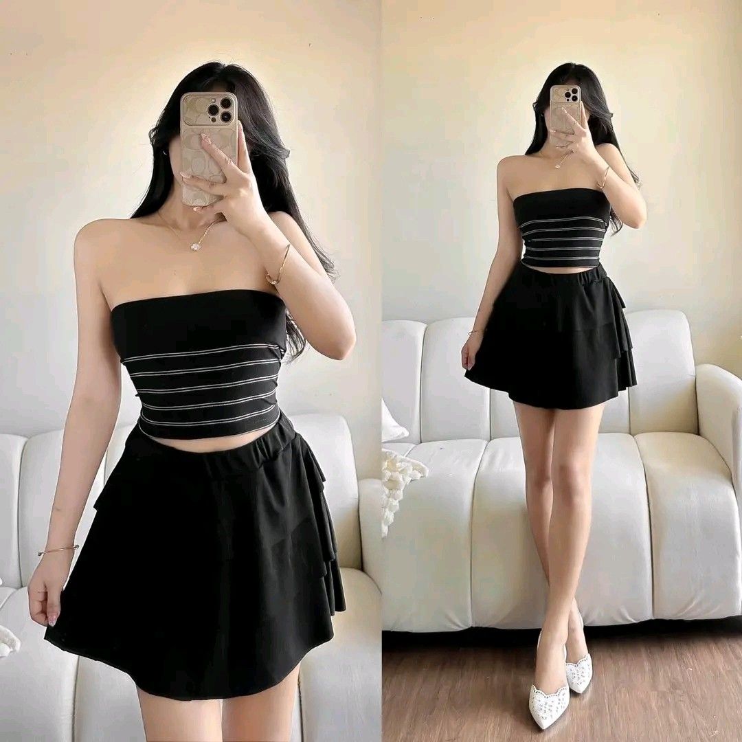 Mallow Coordinates (Terno) (Category: Sets or Coordinates) located in Manila. Submitted by k_roans (Listing ID 1451922794, Image 3). Description: AVAILABLE AND CONTINUOUS PRODUCTION 🔥‼️ NEW NEW NEW COLLECTION ‼️🔥 MALLOW TERNO🍀 ✔️ Knitted fabric ✔️ Freesize ( small to semi large) ✔️ 16 inches length Skirt ✔️ Model height 5 flat Available Colors✨ Black White Rush Skintone Powder blue Choco Brow.