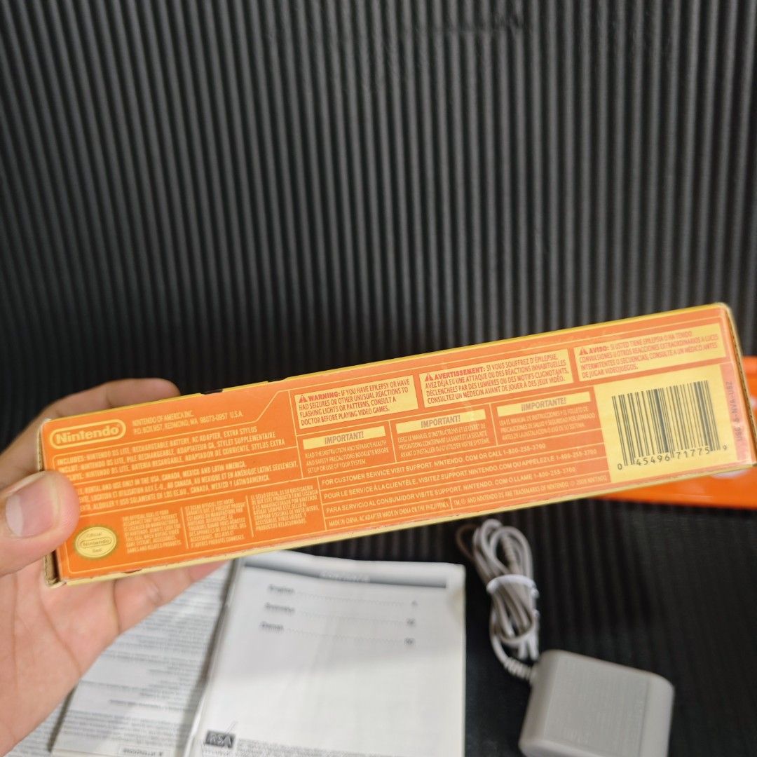 Orange Nintendo DS Lite Naruto Limited Edition with Box (Category: Nintendo) located in Quezon City. Submitted by shopme_gadget30 (Listing ID 1451963726, Image 2). Description: for sale fixed Price 9/10 Good Condition ( Appearance) No scratches sa mismong unit no dents Pricecharting shows : 449 usd (See last photo) Working buttons, touchscreen, speaker , game card slot issue: Screen nya madumi lalo sa upper lcd and noticeable slight water mark ( 