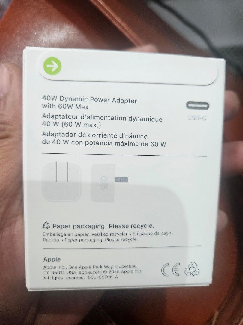 Original apple adaptor for iphone Legit original (Category: Chargers & Cables) located in Pasay City. Submitted by son_castor (Listing ID 1451960928, Image 3). Description: original charge apple adaptor 40wats.