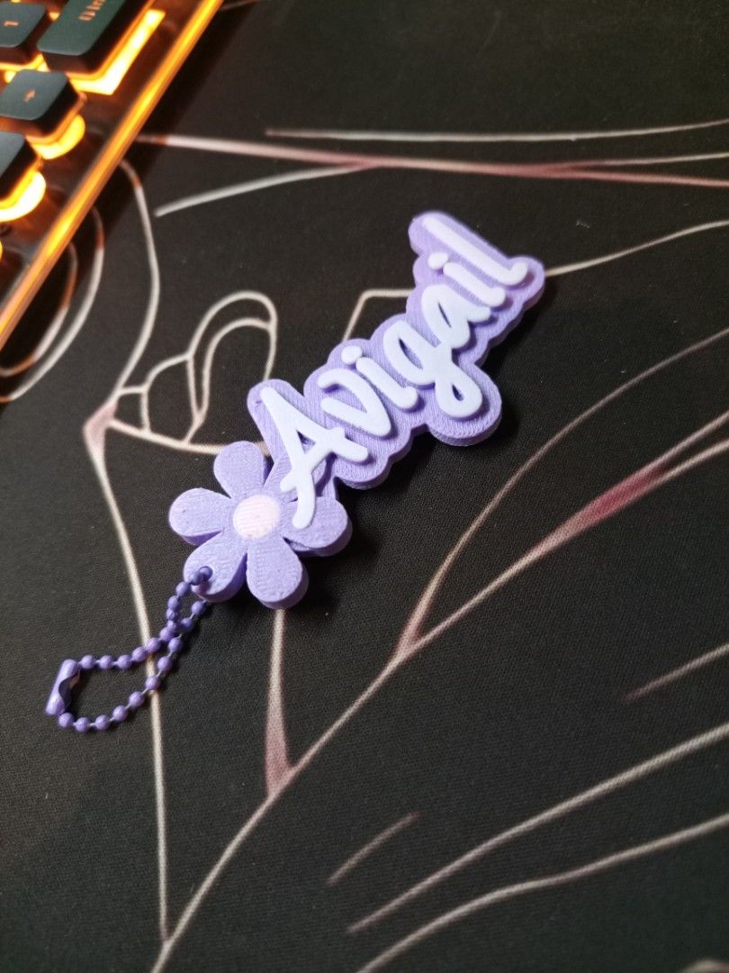 Personalized name keychain (Category: Handmade Craft) located in Quezon City. Submitted by avigene (Listing ID 1452003901, Image 2). Description: 3D printed, other colors are also available 2-3 days processing also available for bulk orders.