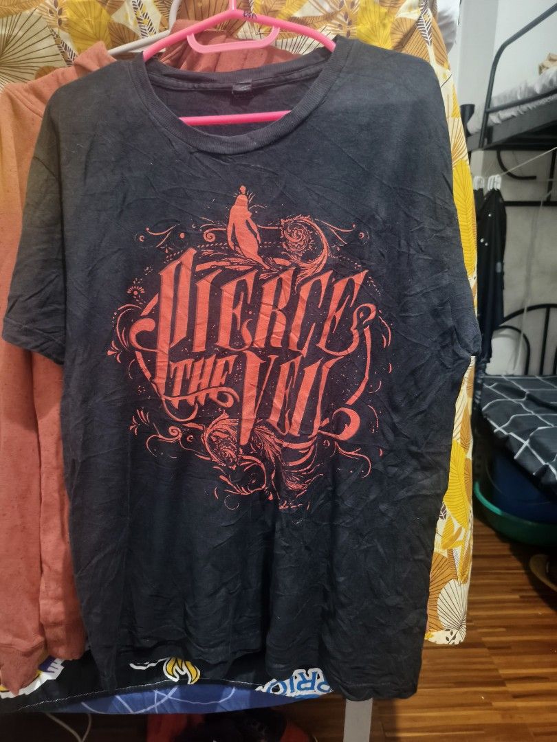 Pierce The Veil Black T-Shirt (Category: Tshirts & Polo Shirts ) located in Manila. Submitted by nmictbon40960 (Listing ID 1452100536, Image 1). Description: - Black t-shirt with Pierce The Veil graphic print - Short sleeves, crew neck - Band tee style, perfect for casual wear - Shows some signs of wear meduim to semi large.