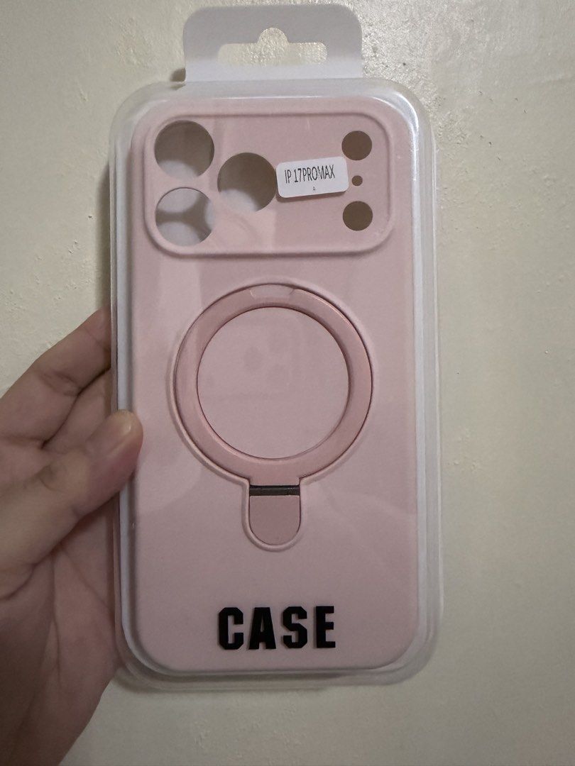 Pink Silicone Case for Iphone 17 Pro Max (Category: Cases & Sleeves) located in Pasig City. Submitted by aikee7796 (Listing ID 1452059932, Image 1). Description: - Pink silicone case - Designed for iPhone 17 Pro Max - Soft and protective material - Integrated ring holder that functions as a stand - Stylish and functional.