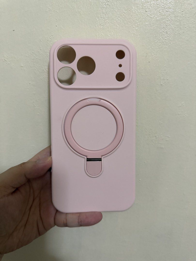 Pink Silicone Case for Iphone 17 Pro Max (Category: Cases & Sleeves) located in Pasig City. Submitted by aikee7796 (Listing ID 1452059932, Image 2). Description: - Pink silicone case - Designed for iPhone 17 Pro Max - Soft and protective material - Integrated ring holder that functions as a stand - Stylish and functional.