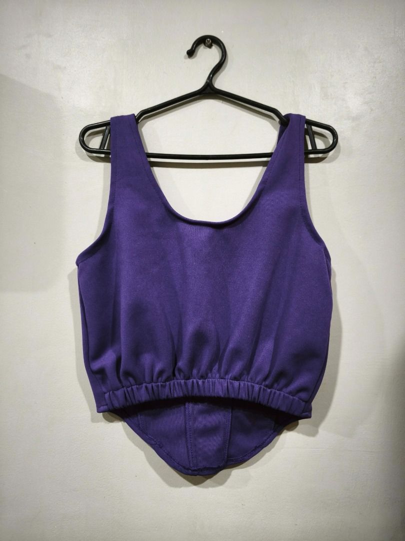 Purple Corset Top Tank Top (Category: Sleeveless) located in Rodriguez. Submitted by jaikeuhoon (Listing ID 1451997927, Image 2). Description: ₱79 - Size small - This is preloved/secondhand, manage your expectation - Color may vary due to lighting - Price is final Location: Rodriguez, Rizal MOP: GCash | MOD: J&T / Lalamove.
