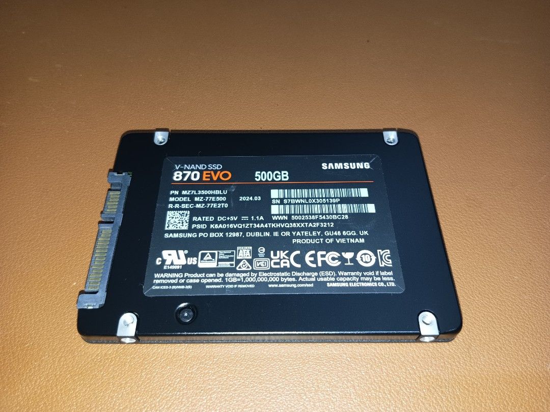 MURANG AUTHENTIC SAMSUNG 870 EVO SSD 500GB (Category: Computer Parts) located in Aroroy. Submitted by alabyuuuu (Listing ID 1452074096, Image 3). Description: 🔥 Samsung 870 EVO SSD (500GB) – Fast, Reliable, and Built to Last! 🔥 Upgrade your storage with the trusted performance of the Samsung 870 EVO SSD! Enjoy faster boot times, quick file transfers, and smoother overall performance. 💻 Key Features: ✅ SATA III SSD – Up to 560MB/s read & 530MB/