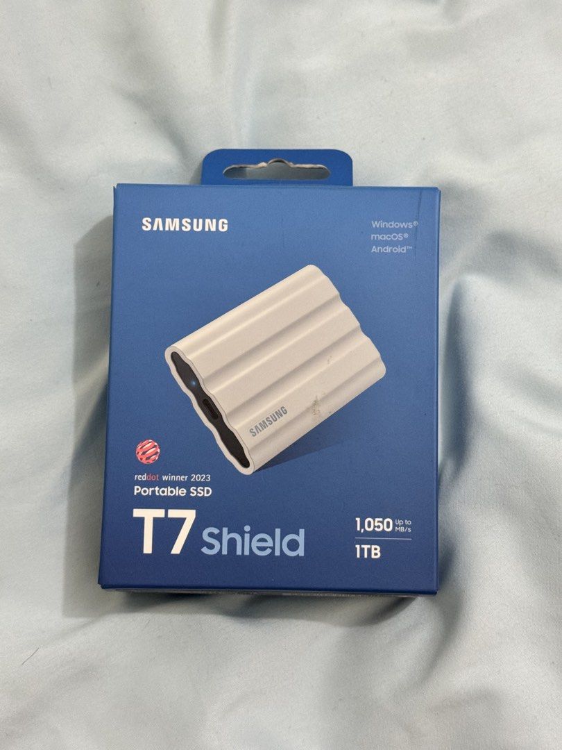 SAMSUNG PORTABLE SSD T7 SHIELD 1TB (Category: Hard Disks & Thumbdrives) located in Mandaluyong City. Submitted by runafterabby (Listing ID 1451939127, Image 1). Description: BEST AND FINAL OFFER NO MORE *LAST PRICE* BRAND NEW SAMSUNG PORTABLE SSD T7 SHIELD 1TB WITH FREE SEAGATE CASE.