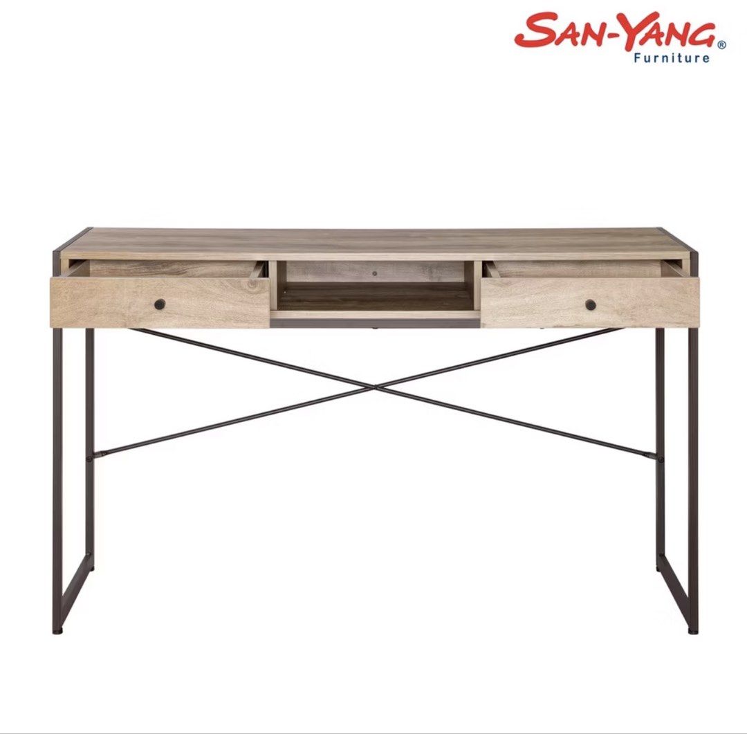 San-Yang Furniture Computer Table (Pre Owned (Category: Tables & Sets) located in Kabankalan. Submitted by dvncwill (Listing ID 1452088784, Image 2). Description: - Brand: San-Yang - Model: 405000 - Dimensions: 123cm (L) x 48cm (W) x 76cm (H) - Material: Particle Board & PVC - Features: Dual drawers, shelf compartment - Style: Modern - Ideal for: Workspace, home office.