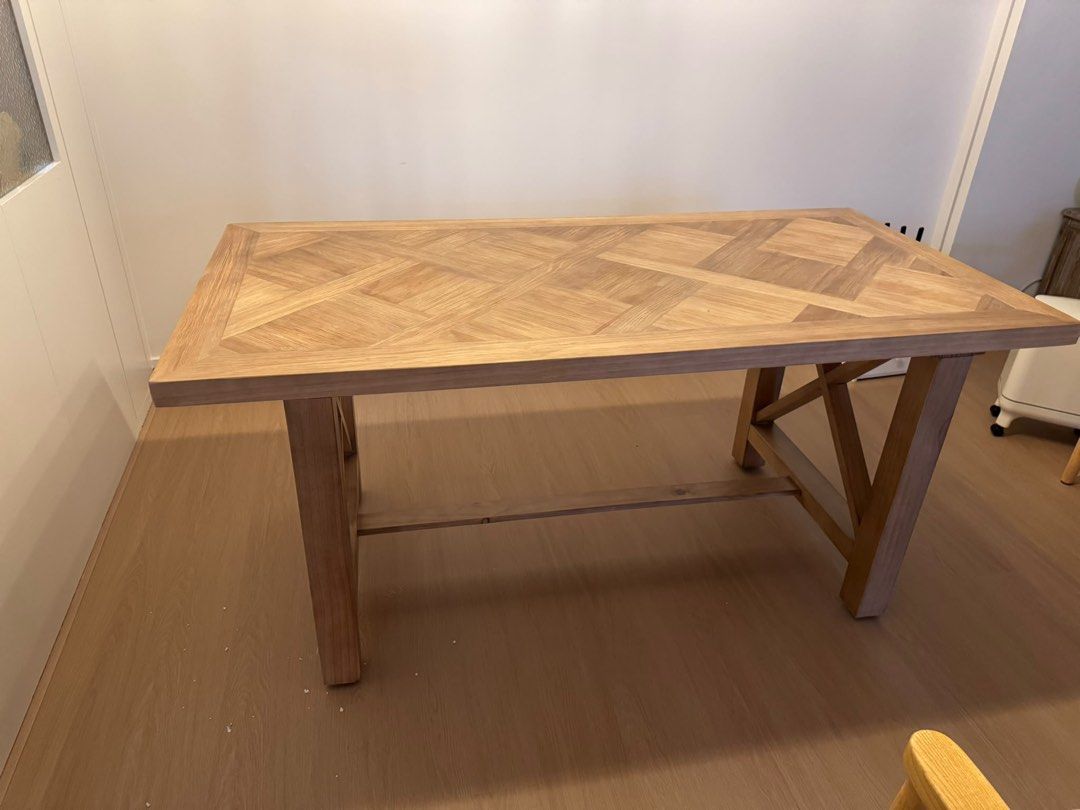 Solid Wood Dining Table (Category: Tables & Sets) located in Singapore. Submitted by ty.2 (Listing ID 1452069984, Image 3). Description: Brand New Rustic Dining Table for Sale Old pinewood Selling our beautiful rustic-style dining table, used for only a few days and still in brand-new condition. We really love the wood-grain pattern and sturdy design, but it is slightly too small for our space, so we’ve decided to get a bigger table instead. Dime