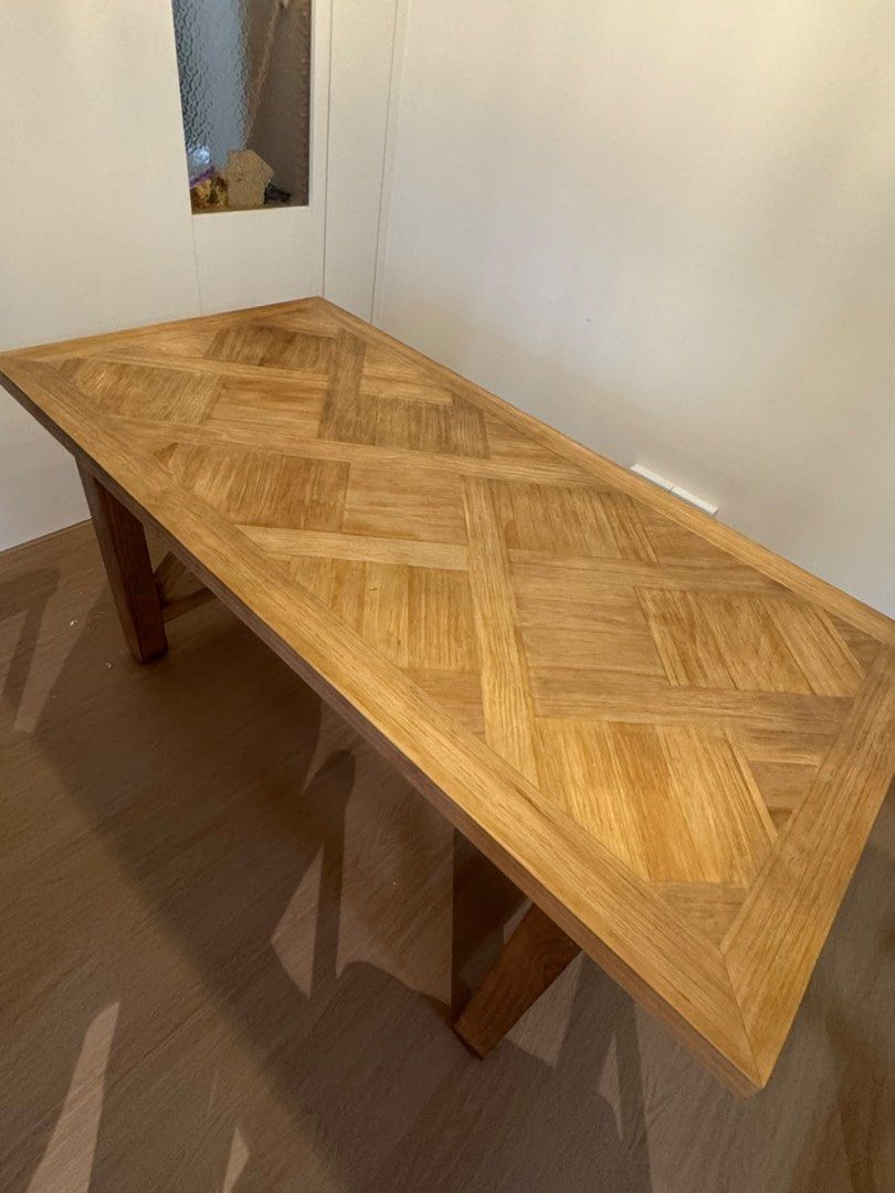Solid Wood Dining Table (Category: Tables & Sets) located in Singapore. Submitted by ty.2 (Listing ID 1452069984, Image 2). Description: Brand New Rustic Dining Table for Sale Old pinewood Selling our beautiful rustic-style dining table, used for only a few days and still in brand-new condition. We really love the wood-grain pattern and sturdy design, but it is slightly too small for our space, so we’ve decided to get a bigger table instead. Dime