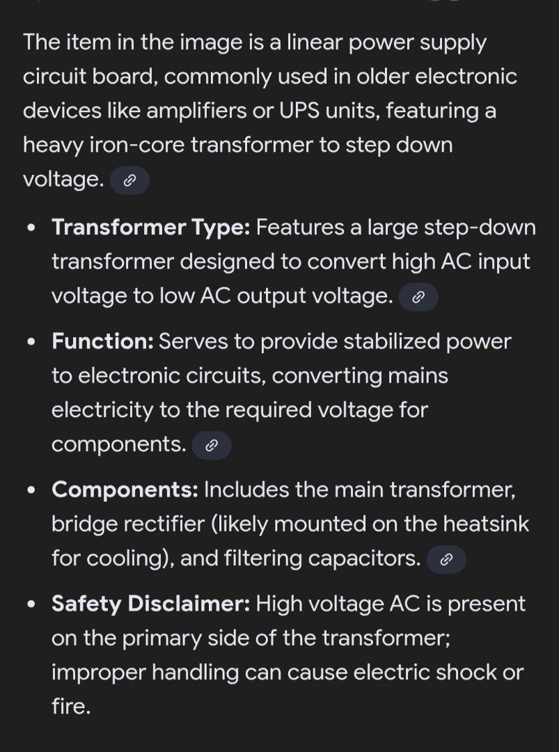 TRANSFORMER FOR 5.1 AV RECEIVER WITH RECTIFIER ( HEAVY DUTY ) (Category: Other Audio Equipment) located in Marilao. Submitted by rudybrandis96dts (Listing ID 1427102277, Image 2). Description: - TRANSFORMER WITH BRIDGE RECTIFIER ( MOUNTED ON THE HEATSINK FOR COOLING ), AND WITH FILTERING CAPACITORS - MALAKI SYA AT MABIGAT, PANG-HEAVY DUTY TALAGA. GOOD FOR 5.1 AV AMPLIFIER.