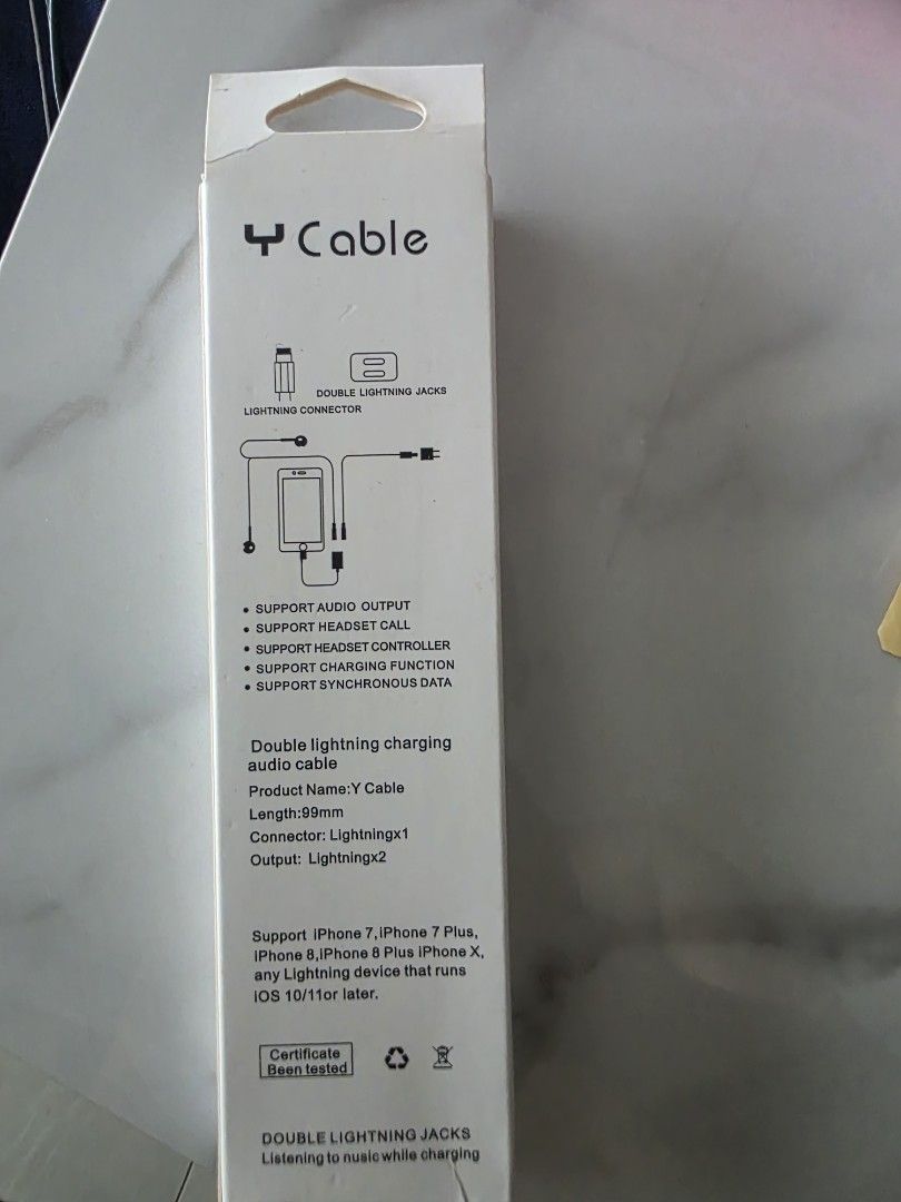 Cable Lightning to Dual Lightning Adapter for iPhone (Category: Chargers & Cables) located in Manila. Submitted by tch_86 (Listing ID 1451913366, Image 2). Description: - Listen to music and charge your iPhone at the same time. - Features two Lightning ports for ultimate convenience. - Simple, functional design. - Essential accessory for iPhone users who multitask Wholesale 10 pcs ₱450.