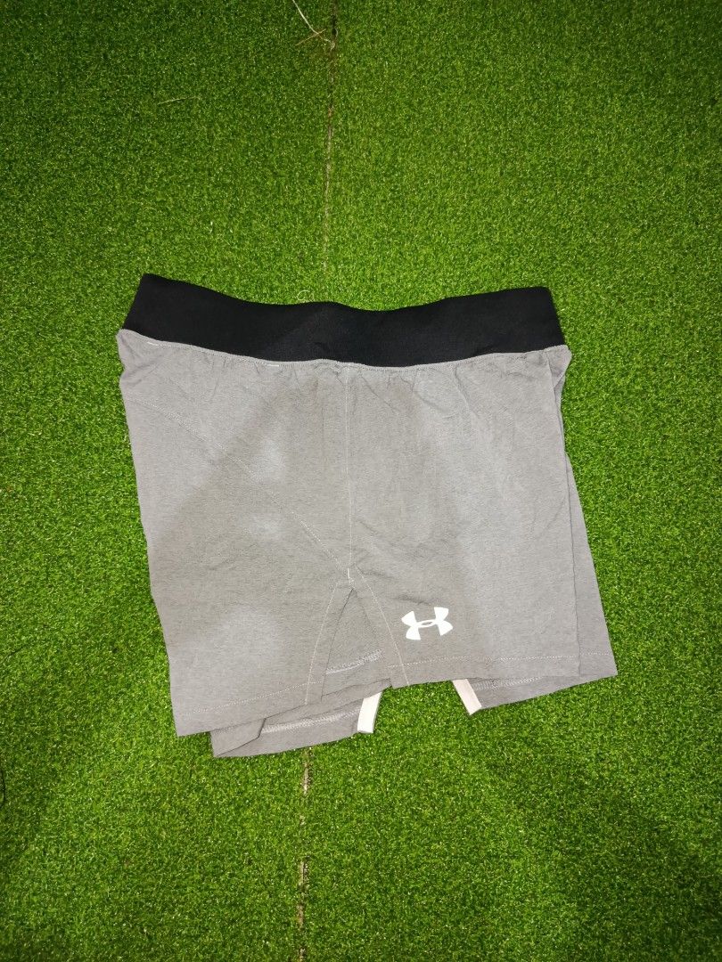 UNDER ARMOUR RUNNING SHORTS WOMENS (Category: Activewear) located in Valenzuela. Submitted by d.repolthrift (Listing ID 1451960003, Image 3). Description: - Grey Under Armour running shorts -Size:Medium -Width:28-32 Length:11.5 - Features HeatGear technology for breathability - Elastic waistband with drawstring - Small Under Armour logo on the leg - Side slits for ease of movement - Great for workouts or casual wear -like new.