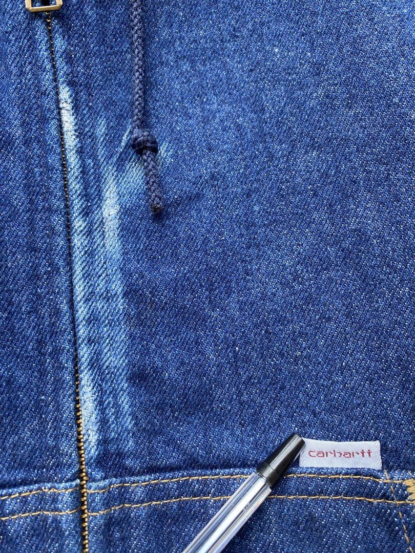 Vintage Carhartt Denim Active Duck Jacket flannel lined (Category: Activewear) located in Dasmarinas. Submitted by ridgeridethrift (Listing ID 1451944848, Image 3). Description: 90 Carhartt Jacket JF 848 vintage Carhartt denim active jacket is lined with a plaid blanket for added warmth. Measurements: Width chest - 21 Length top to bottom - 25.5 Sleeve - 26 Item Description: Minor scratch , fade Dm+ shipping fee Dm to purchase 📥.