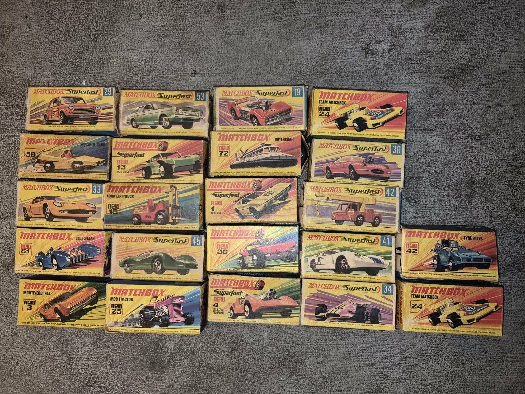Vintage Matchbox Lesney 70s with box! (Category: Vehicle & Diecast Models) located in Manila. Submitted by retrotoycollections (Listing ID 1451900066, Image 1). Description: 70s original made in England all comes with original box, each vehicle is near mint condition.