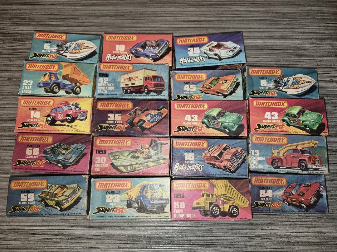 Vintage Matchbox Lesney 70s with box! (Category: Vehicle & Diecast Models) located in Manila. Submitted by retrotoycollections (Listing ID 1451900066, Image 2). Description: 70s original made in England all comes with original box, each vehicle is near mint condition.