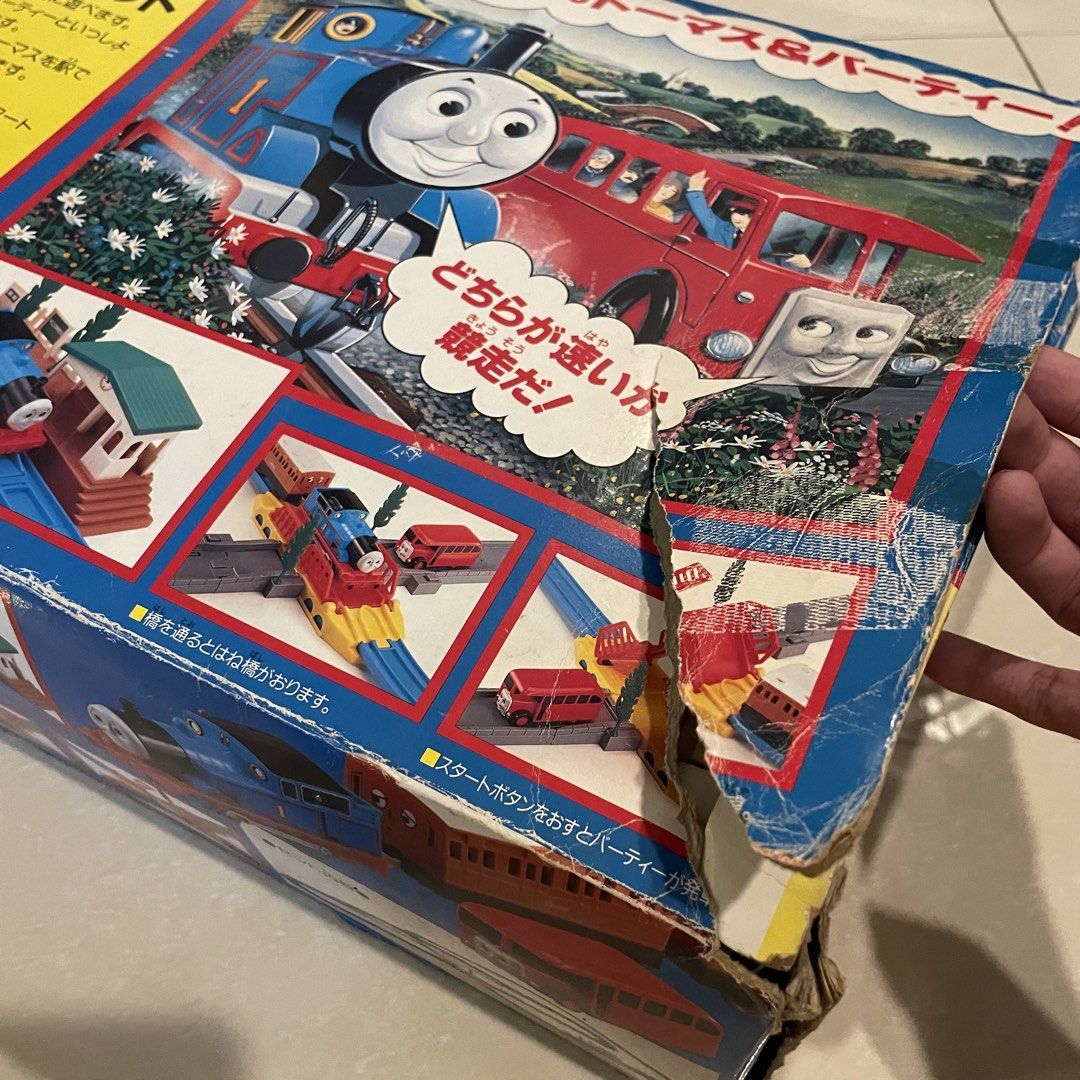 Vintage Tomy Thomas The Train TrackMaster Set 1995 (Category: Action & Battle Toys) located in Binan City. Submitted by thriftwavesph (Listing ID 1452035727, Image 3). Description: untested, pieces in good condition, damages on box.