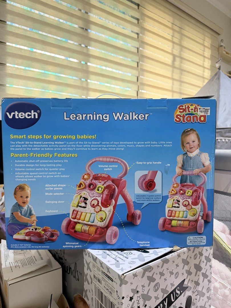 VTech Sit-to-Stand Learning Walker - Pink (Category: Infant Playtime) located in Las Pinas. Submitted by shoppe.jasmineb (Listing ID 1451999233, Image 2). Description: Can pass as brand new. complete inclusions with box. Can be gifted . Can include rustans paperbag if needed slightly negotiable rfs - tatlo klase walker ni baby, di na to nagamit. mall price is 3,400. - VTech Sit-to-Stand Learning Walker - Ideal for babies aged 9-36 months - Educat