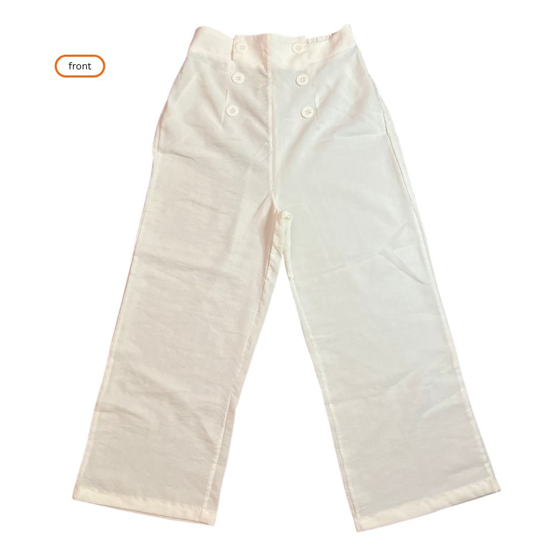 White High Waisted Wide Leg Pants (Category: Other Bottoms) located in Santa Rosa. Submitted by annydeclutters (Listing ID 1451989433, Image 2). Description: Kind of see-through RFS: Decluttering.