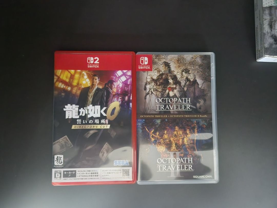 Yakuza 0 + Octopath 1+2 Bundle for Nintendo Switch 1 & 2 (Category: Nintendo) located in Paranaque City. Submitted by quickfire.c70650 (Listing ID 1451951824, Image 1). Description: Selling as Bundle only Octopath Traveler 1 + 2 Bundle Yakuza 0 - Director's Cut NSW 2 Edition Meetups in SM Sucat Puregold Sucat near Duty Free Multinational Village Delivery through Lalamove. Buyer shoulders shipping fees. .