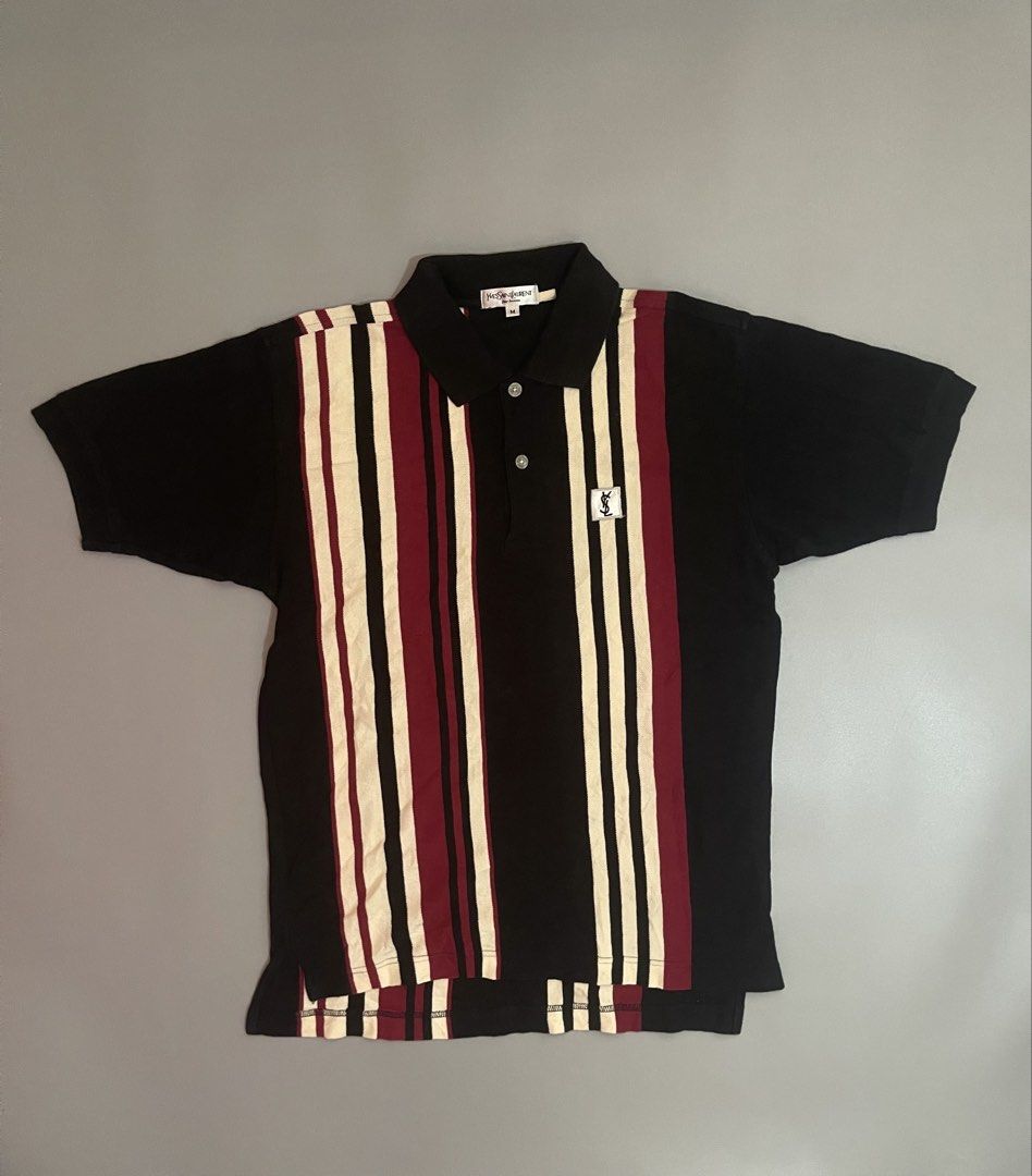 Ysl Stripes Polo Shirt (Category: Luxury Apparel) located in Tuguegarao City. Submitted by elyks11 (Listing ID 1451911472, Image 1). Description: 19x26-28 GOOD AS NEW ICONIC LOGO OF YSL AND LINING.