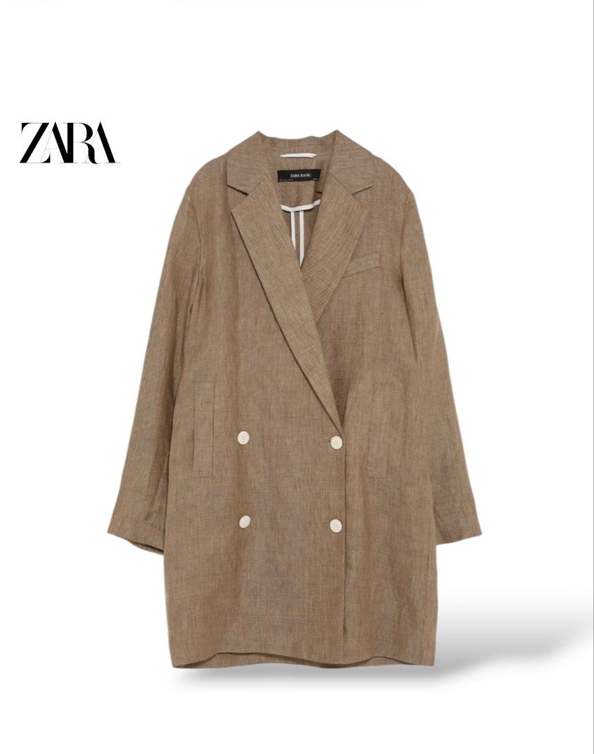 Zara Basic Oversize Linen Blend Double Breasted Blazer (Category: Coats, Jackets and Outerwear) located in Kuala Lumpur. Submitted by qalishaoutlet (Listing ID 1452044673, Image 1). Description: 📬 Postage: RM8 (Semenanjung) / RM16 1st 1kg(Sabah & Sarawak) 📌 Brand: zara linen 📌 Price: RM 35(exclude postage) 📌 Colour: brown 📌 Condition: 9/10 – Excellent condition 📌 Defect: ❌ No defect 📌 Material: Linen blend ❤️ Please refer to slide photos f
