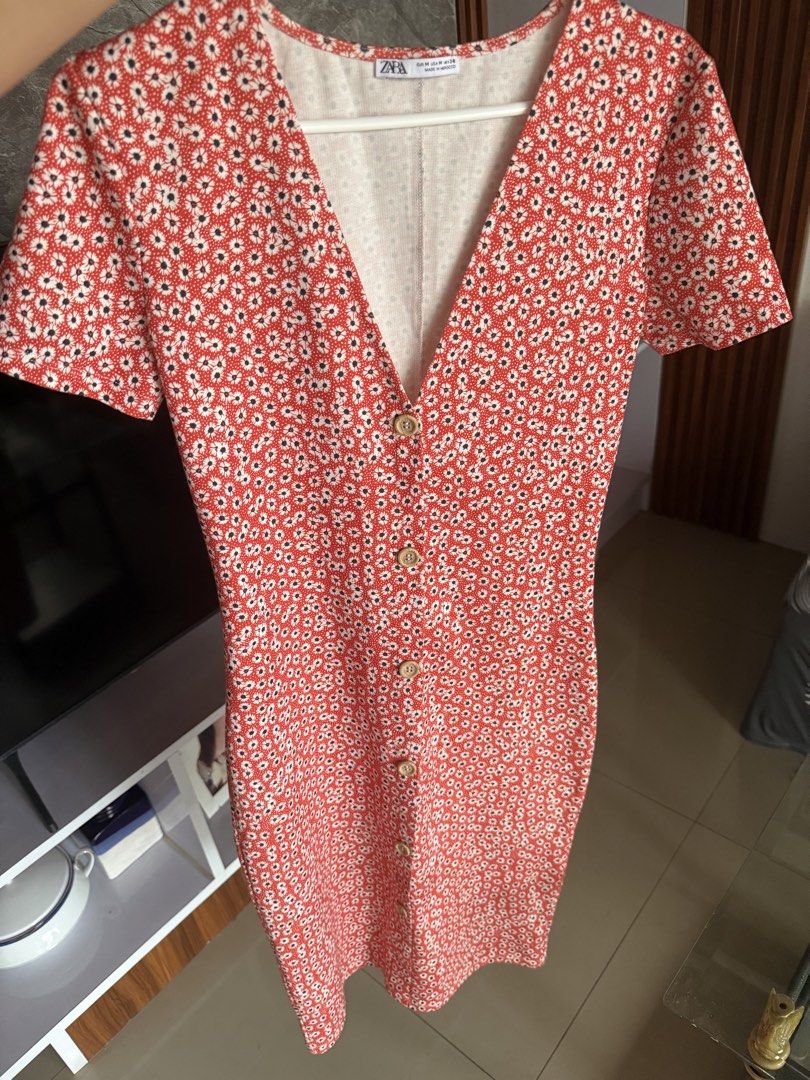 ZARA Dress Take all ( Tweed/Midi) (Category: Dresses) located in Marikina City. Submitted by declutter_keni24 (Listing ID 1452007111, Image 3). Description: 💕ZARA midi dress with a red orange base and a white floral print. Short sleeves and a V-neckline. Buttons run down the front. Fitted silhouette. Great for casual outings or dressing up. 💕ZARA Tweed Mini Dress with gold accent buttons.You can style it with bottoms ,shorts or trousers. Perfec