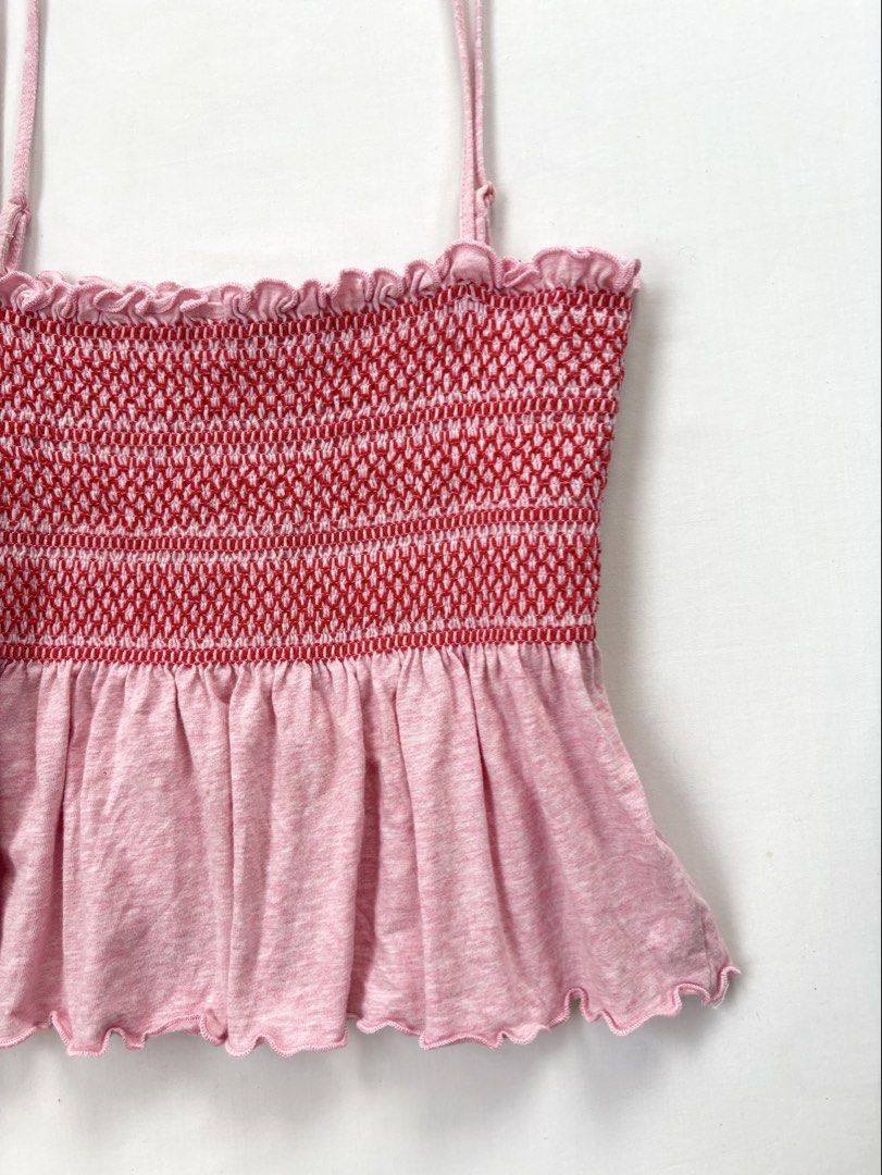 6ixty 8ight pink smocked peplum top (Category: Sleeveless) located in Pateros City. Submitted by threadedtogether (Listing ID 1452317620, Image 3). Description: best fits: xs-m | b28-36 ✿ m on tag ✿ 100% cotton [mannequin size s-m | b34” | w26” | h34” ] 💌 dm for questions and additional measurements 📦 J&T or SDD ⭐ first to pay basis.