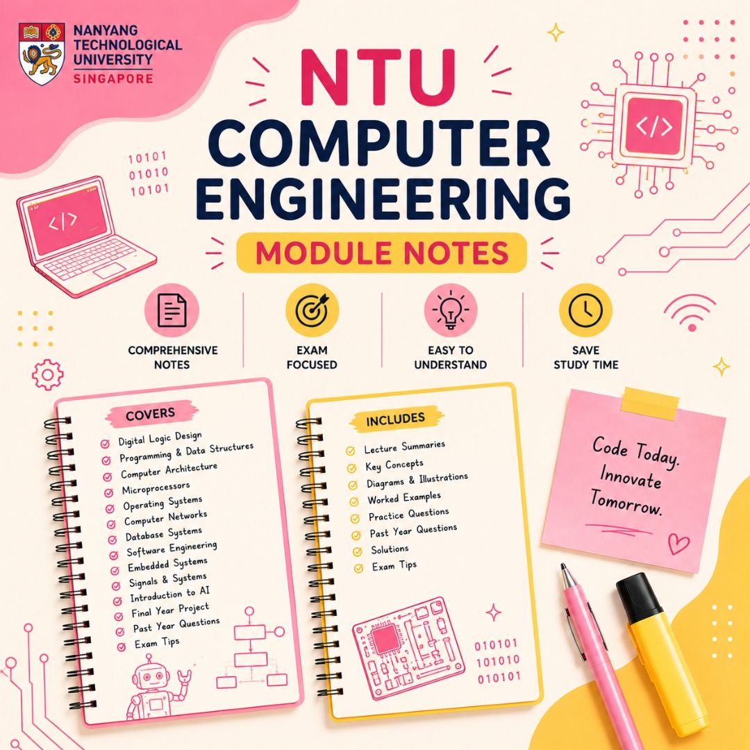 A+ NTU Computer Engineering Module Notes (Student Made) (Category: Assessment Books) located in Singapore. Submitted by goodstuffsg (Listing ID 1452133532, Image 1). Description: All the modules listed: $38.00 Per module: $8.00 Download link will be provided once payment is made. ALL YOU NEED to do well in school. What we have, we provide. CE0001 Engineers and Society CE1003 CZ1003 Introduction to Computational Thinking CE1006 CZ1006 Computer Org