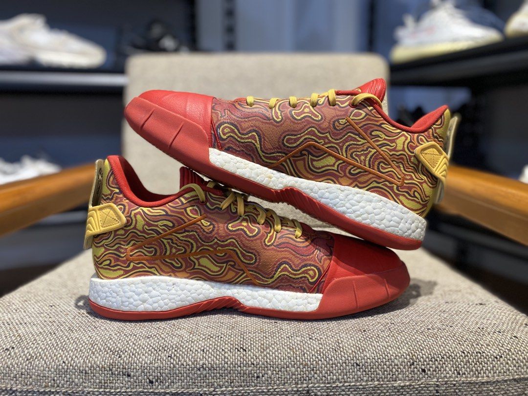 Adidas T-Mac Millennium - size 11mens (Category: Sneakers) located in Baguio. Submitted by emmjayysneakerhub (Listing ID 1452186991, Image 2). Description: - Adidas Harden Vol. 3 - Colorway: "13 in 35" (Red & Gold) - Unique wavy pattern design - Features Boost midsole for comfort and energy return - Size: US 11 - Perfect for basketball players and collectors.