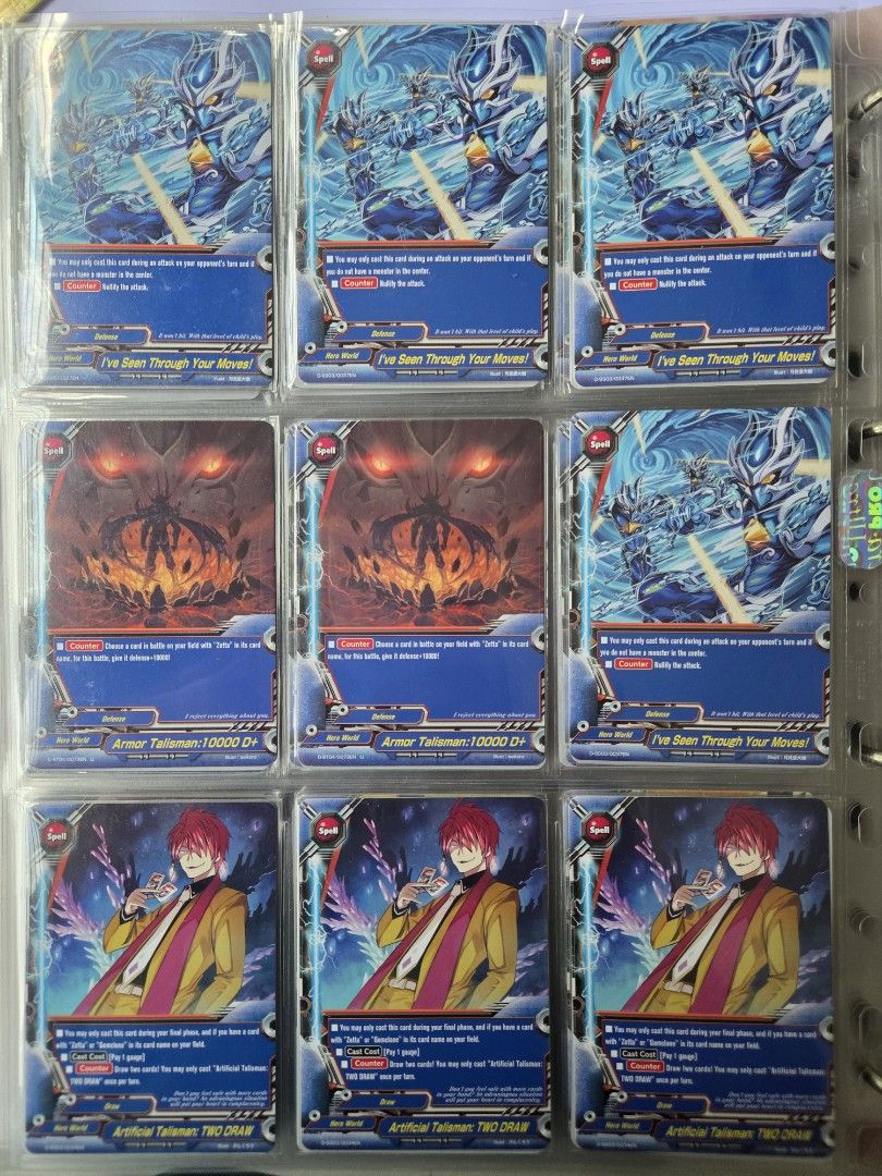 Assorted characters card (Category: Raw Cards) located in Singapore. Submitted by gunplasia (Listing ID 1452257248, Image 3). Description: - Dark Hero (Part 3 of 3) - Total more than 180 cards(Part 1 + Part 2 + Part 3) for $60 - All cards are in protective sleeves and stored in a protective binder. - Includes various Hero World monsters, spells, and items. - Great opportunity to acquire a wide variety of cards for your deck building or collection