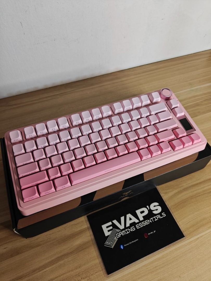 Aula S75 Pro - Pink (Side Engraved) (Category: Computer Keyboard) located in Bugallon. Submitted by evaps_gm (Listing ID 1452240505, Image 3). Description: FOR SALE! (NEW RESTOCK!) Aula S75 Pro - Pink (Side Engraved) Price: ₱2,195 (₱5,699 SRP) SPECS: • TFT LCD Screen (Can display photo or GIF) • Star Vector Axis Switches • 75% Layout with 84 Keys • Hot-Swappable PCB • Tri-mode (BT/2.4G/USB-C) • South-Facing RGB Lighting • Multi-Function Alloy Kno
