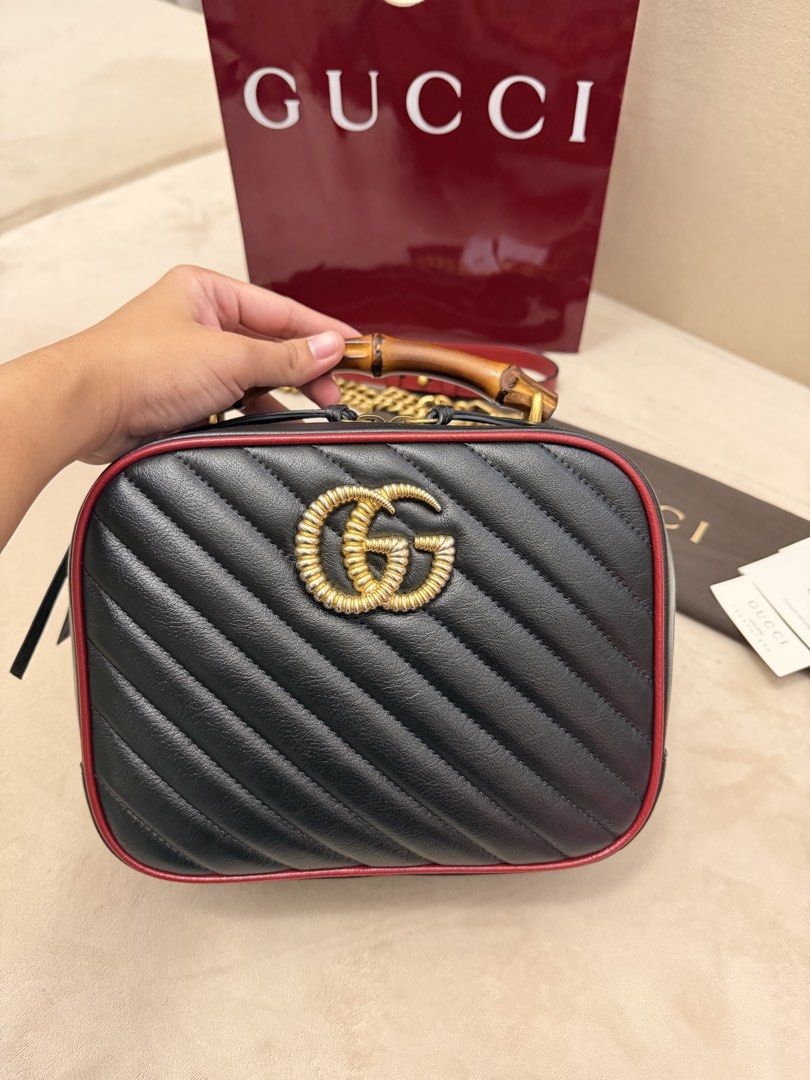 Authentic Gucci Marmont Bamboo Top Handle (Category: Luxury Bags & Wallets) located in Manila. Submitted by maria_2326 (Listing ID 1452252971, Image 2). Description: Gucci Marmont Bamboo Top Handle Guarantee Authentic Inclusion: Sling/Chain Paper Bag Dust Bag Care Card/Booklet Certificate of Authentication Location: Manila/QC .