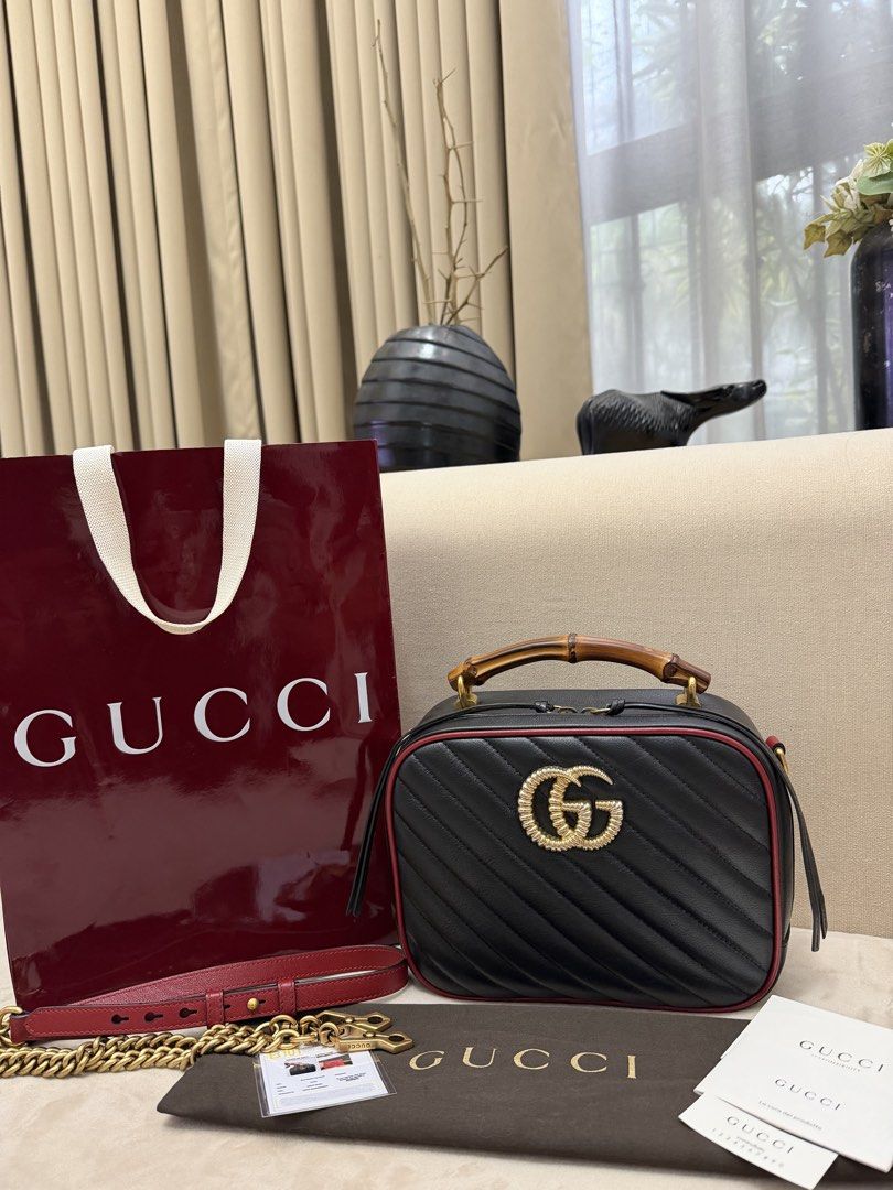Authentic Gucci Marmont Bamboo Top Handle (Category: Luxury Bags & Wallets) located in Manila. Submitted by maria_2326 (Listing ID 1452252971, Image 1). Description: Gucci Marmont Bamboo Top Handle Guarantee Authentic Inclusion: Sling/Chain Paper Bag Dust Bag Care Card/Booklet Certificate of Authentication Location: Manila/QC .