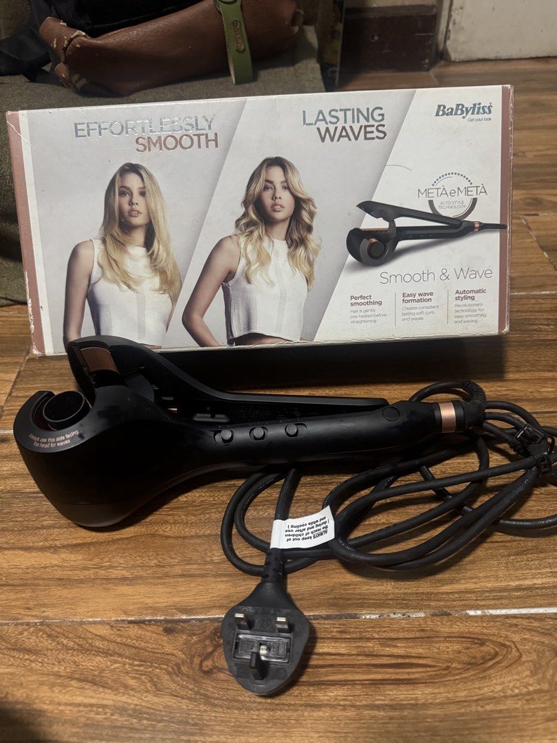BaByliss PRO Smooth & Wave Ceramic Hair Curler (Category: Hair) located in Las Pinas. Submitted by katfg (Listing ID 1452222337, Image 3). Description: - Used 2x, SRP is 12,500 - BaByliss PRO Smooth & Wave hair curler - Achieve effortless smooth styles and lasting waves - Features Meta-Tech technology for perfect smoothing and automatic curling - 3 adjustable heat settings - 3 adjustable timer settings - Suitable for all hair types - Comes with o
