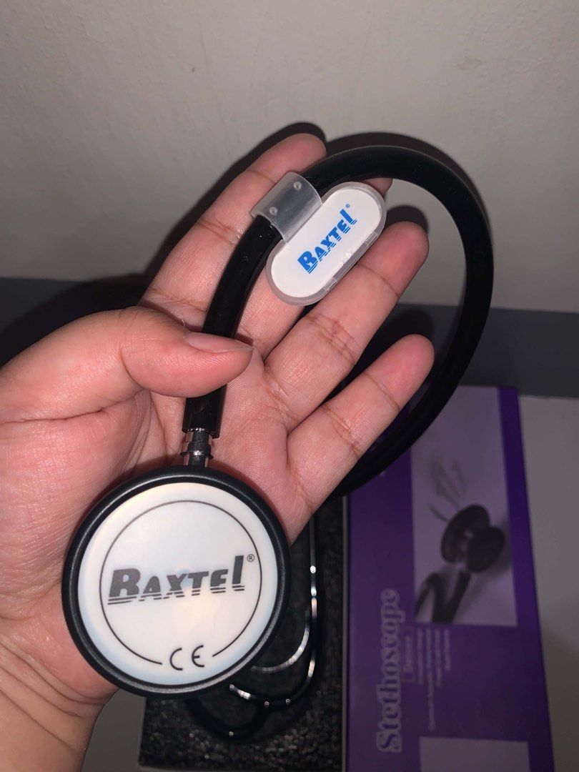Baxtel Deluxe Stethoscope Black (Category: Medical Supplies & Tools) located in Marilao. Submitted by angelica10 (Listing ID 1452217085, Image 1). Description: - Baxtel Deluxe Stethoscope (Black) - Includes original packaging - Comes with extra ear tips - Ideal for medical students and professionals - Delivers high-quality acoustic performance - Constructed with premium materials.