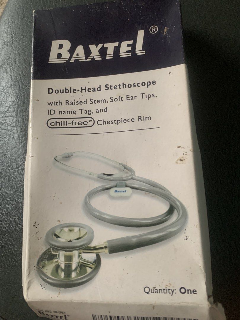 BAXTEL Double-Head Stethoscope and Sphygmomanometer (Category: Medical Supplies & Tools) located in Caloocan City. Submitted by diannecarl32964 (Listing ID 1452144974, Image 1). Description: - BAXTEL Double-Head Stethoscope - Raised stem for better acoustics - Soft, comfortable ear tips - Chill-free chestpiece rim - Includes ID name tag - BAXTEL Sphygmomanometer for blood pressure monitoring - Cuff designed for the left arm - Comes in original pa