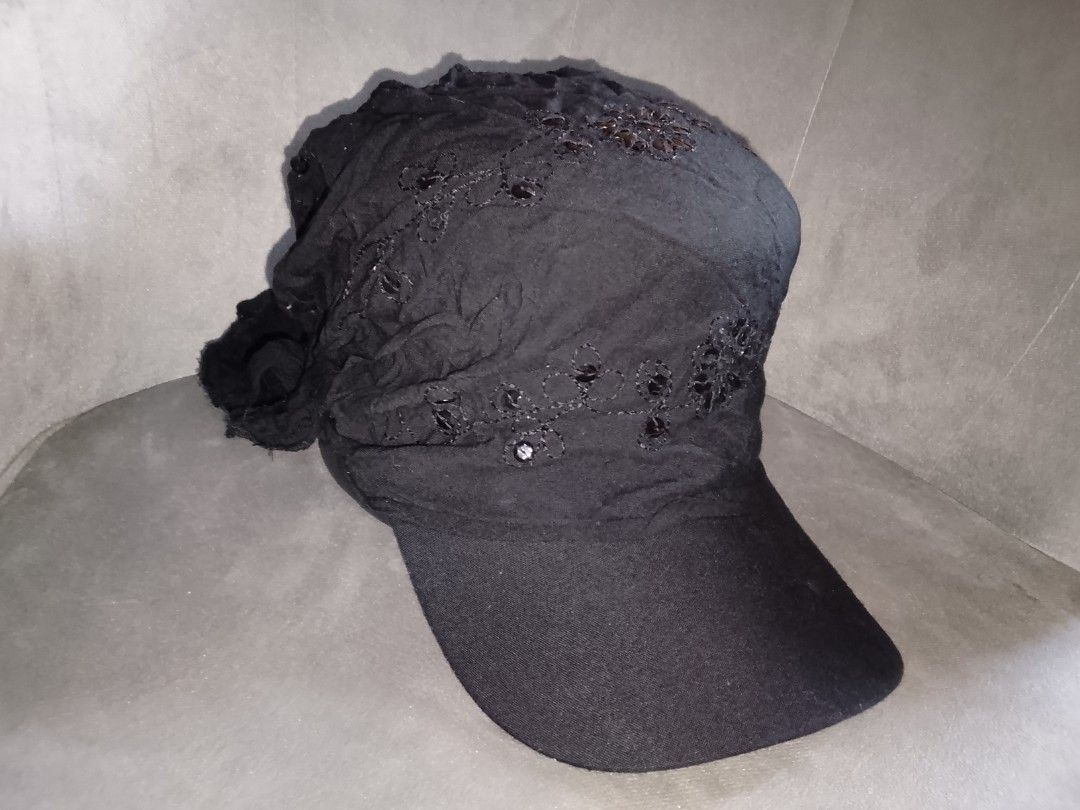 Black Embroidered Cap with Tie-Back (Category: Caps & Hats) located in Binangonan. Submitted by yuristalin888 (Listing ID 1452160179, Image 2). Description: - Stylish black cap with beautiful embroidered floral details. - Features a convenient tie-back closure for a customizable fit. - Unique design to elevate your everyday look. - Made from soft, slightly crinkled fabric. - Please check photos for a closer look at the details..