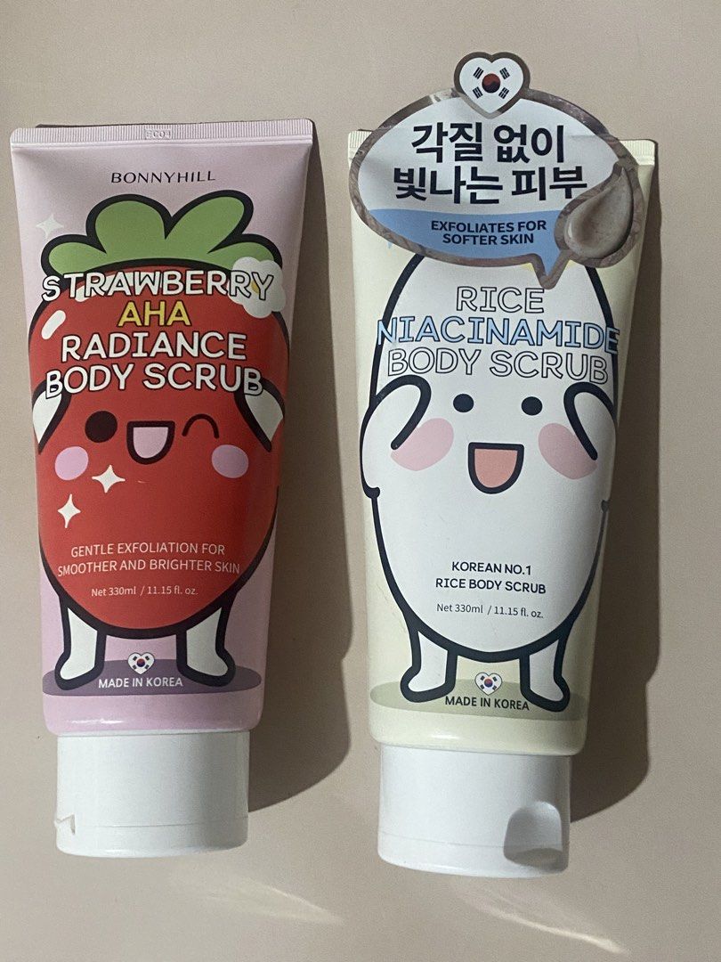 Bonnyhill Body Scrub 230ml (Category: Body Care) located in Calamba. Submitted by page_areumone1 (Listing ID 1452297226, Image 1). Description: Available: - Strawberry AHA - Rice Niacinamide.