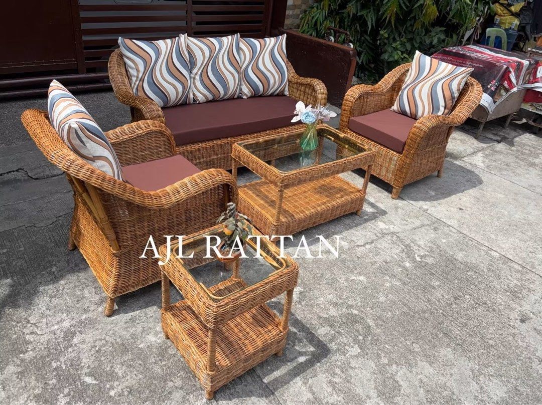 Boracay Native Rattan Sofa Set (Category: Sofas) located in Caloocan City. Submitted by declutter.cal (Listing ID 1452149069, Image 1). Description: ✔️ Onhand, Actual photo posted ✔️ Native Rattan, Uratex Cushions ✔️ Ready for pick up or delivery Location: South Caloocan 📞 0918 368 2824 ✅Cash on delivery (Selected items and area on Metro Manila ONLY) 📥 Chat with us for more inquiries 🪑.
