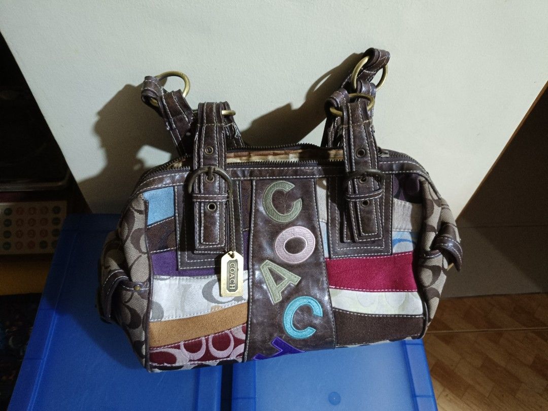 Brown Coach Patchwork Signature C Monogram Bag & Wallet. Visit Vioele lacs IG to see bag and wallet video (Category: Luxury Bags & Wallets) located in Dasmarinas. Submitted by readerray (Listing ID 1452107987, Image 1). Description: with matching wallet: Great quality sold as set only ( No Haggling,for sure buyers po) Can be shipped same day or next day once receive na payment Personal collection ni Nanay,ready to let go -may stain sa loob ,looks