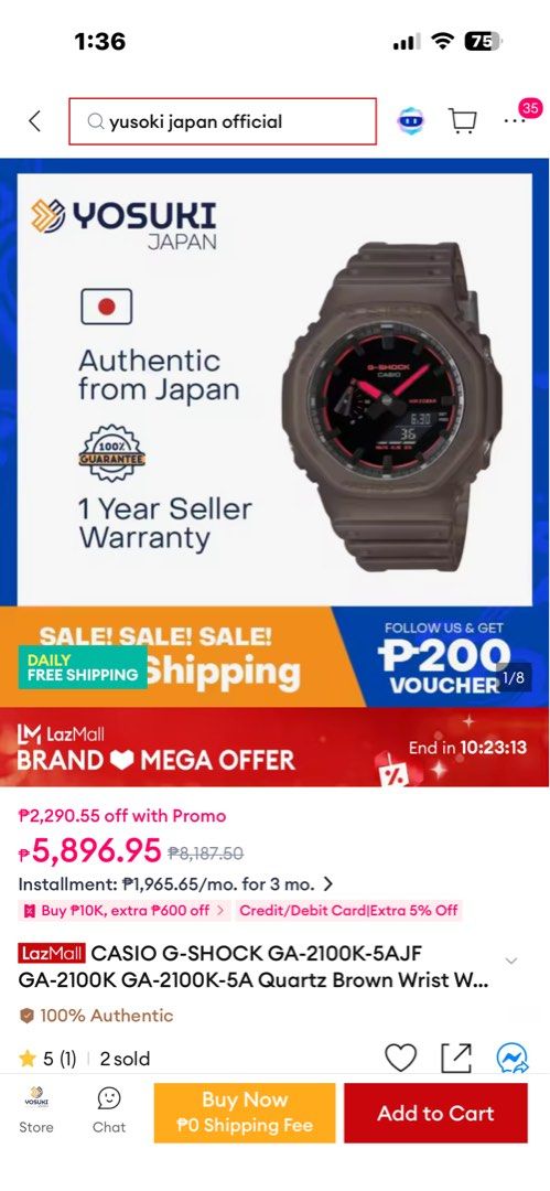 Casio G-shock (Category: Men's Watches) located in Davao. Submitted by alkosh (Listing ID 1452165344, Image 3). Description: Casio G-shock GA-2100K-5AJF 4 Months Old, Twice lang nagamit Like New Condition✅✅ Fixed Price !!!!.