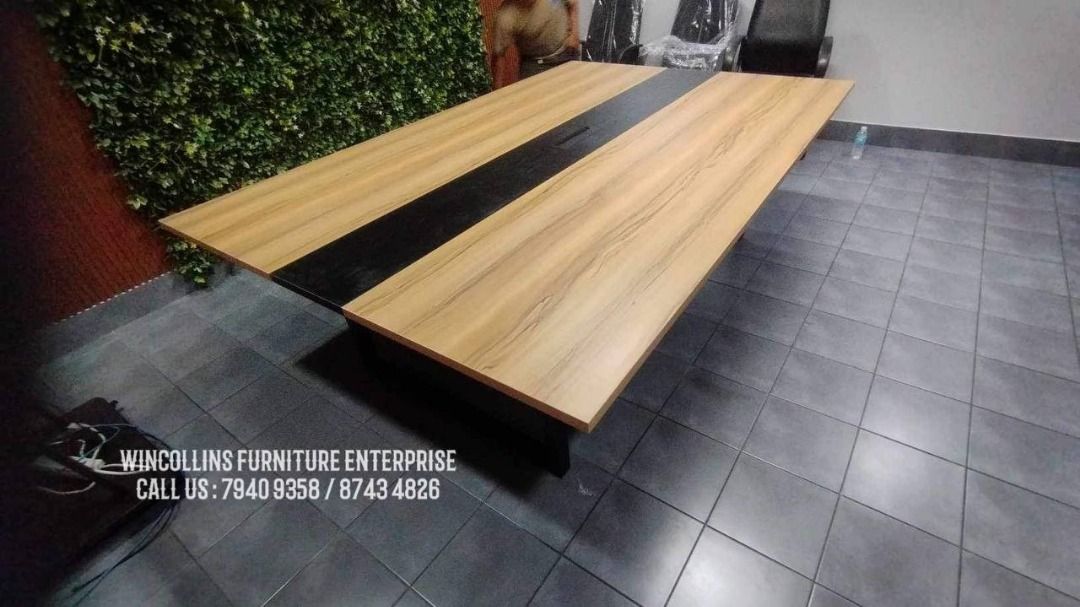 Conference Table / Meeting Table / Office Boardroom Table (Category: Tables & Sets) located in Caloocan City. Submitted by mayanncamu.furniture (Listing ID 1452111616, Image 1). Description: Customized Conference Table Rectangular shape with wire management box, made in MFC finish/laminates table top and legs Custom color, size and layout design.
