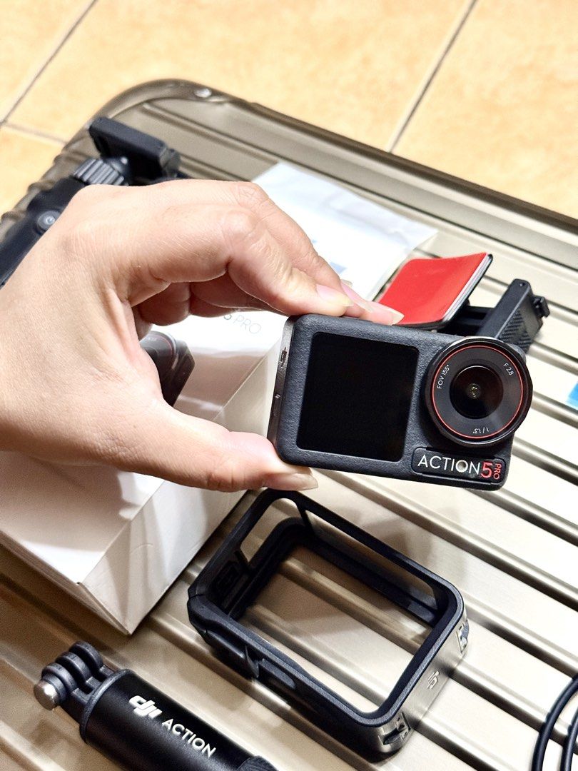 DJI Action 5 Pro Action Camera with Accessories (Category: Cameras) located in Manila. Submitted by maryjessa1212 (Listing ID 1452246161, Image 1). Description: - DJI Action 5 Pro camera - Includes protective frame - Comes with mounting accessories - Ideal for capturing action shots - Ready for your next adventure! GOOD AS NEW! Used twice only! Bought osmo pocket dew weeks after! Complete set pa for standard combo!.
