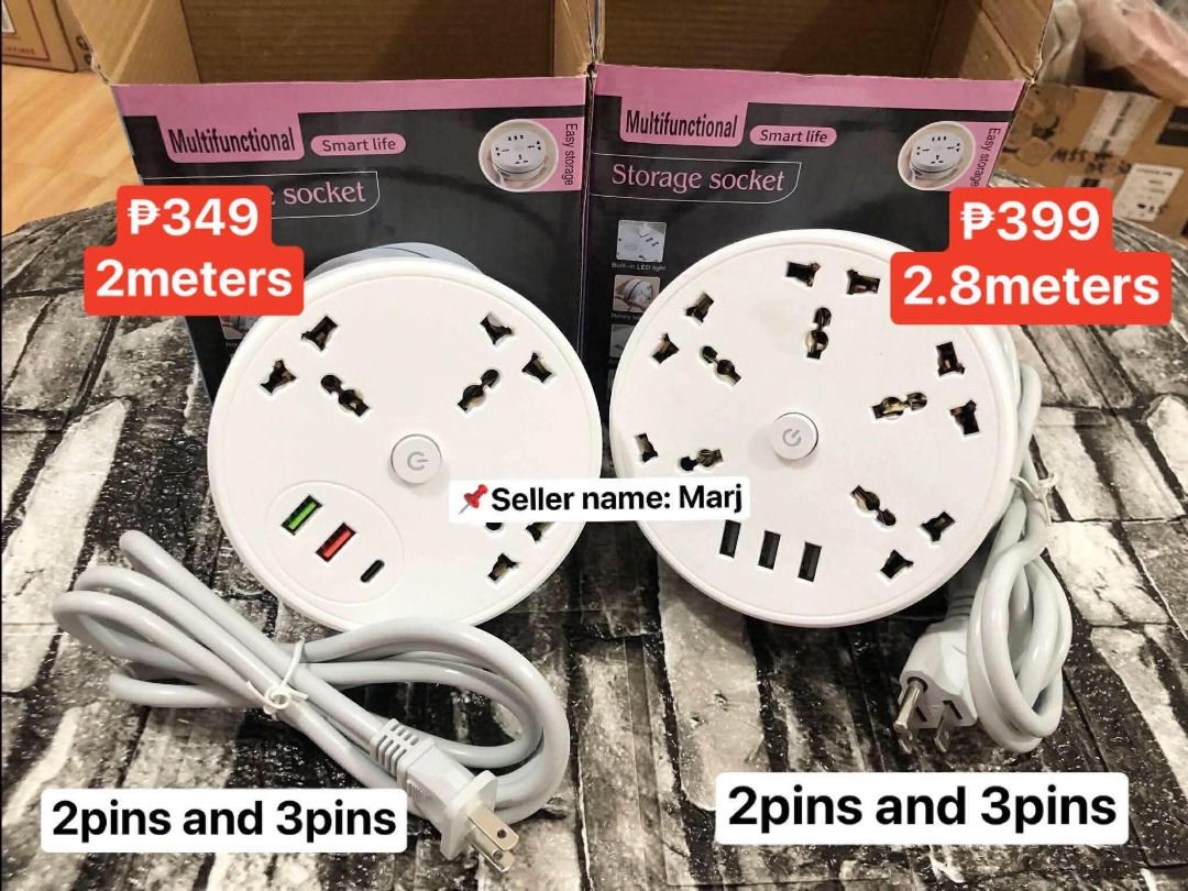 Extension Wires Available Onhand (Brandnew) (Category: Electrical, Adaptors & Sockets) located in Mandaue City. Submitted by marj-legitseller (Listing ID 1452223682, Image 1). Description: - Versatile extension wires and power sockets - Tower design features multiple universal outlets and a built-in light - Wireless charging option available for the tower model - Compact T-shaped adapter with universal outlets and USB ports - All items are brand 