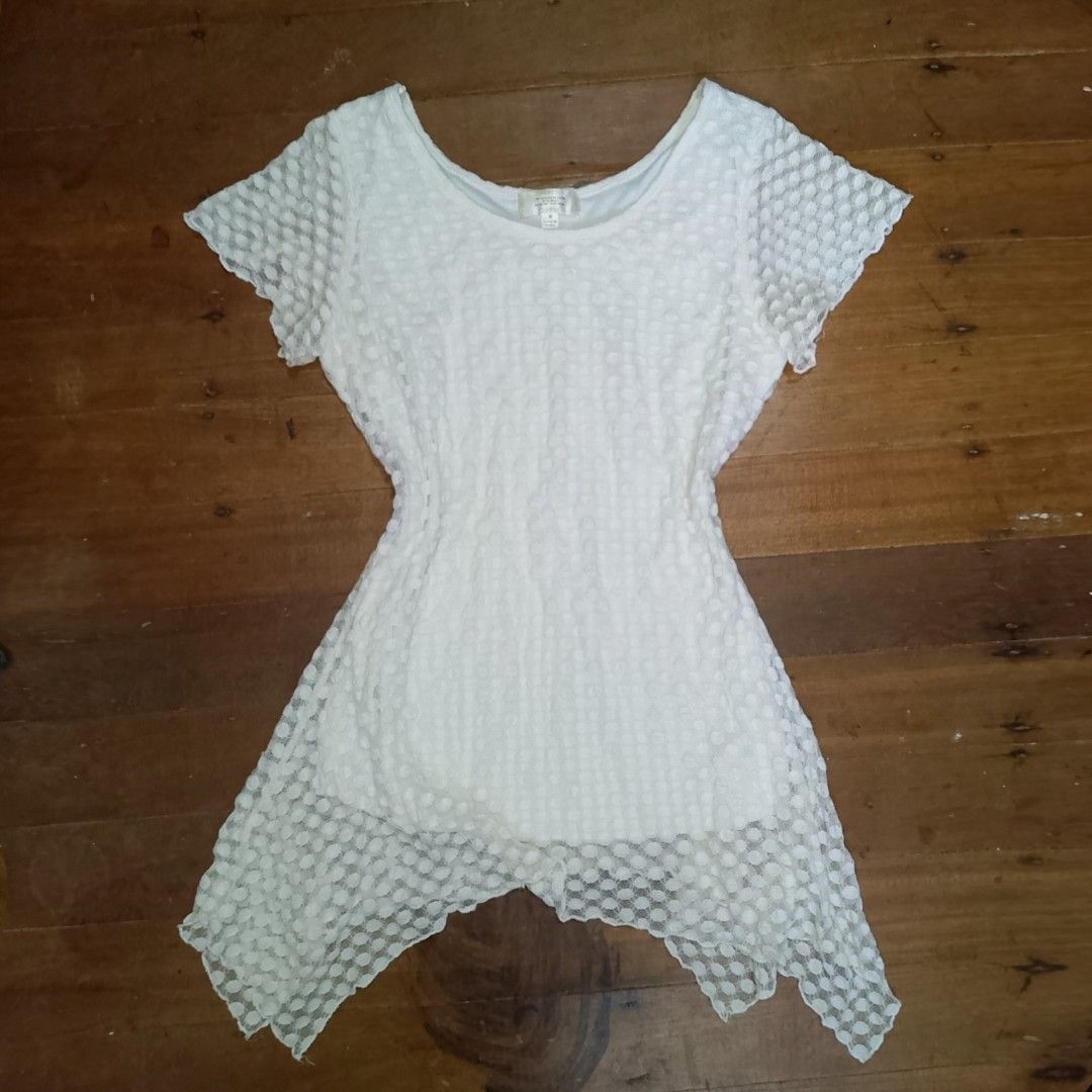 Fairycore White Asymmetrical Textured Top (Category: Blouses) located in San Juan, La Union. Submitted by rei_21 (Listing ID 1452252952, Image 1). Description: .