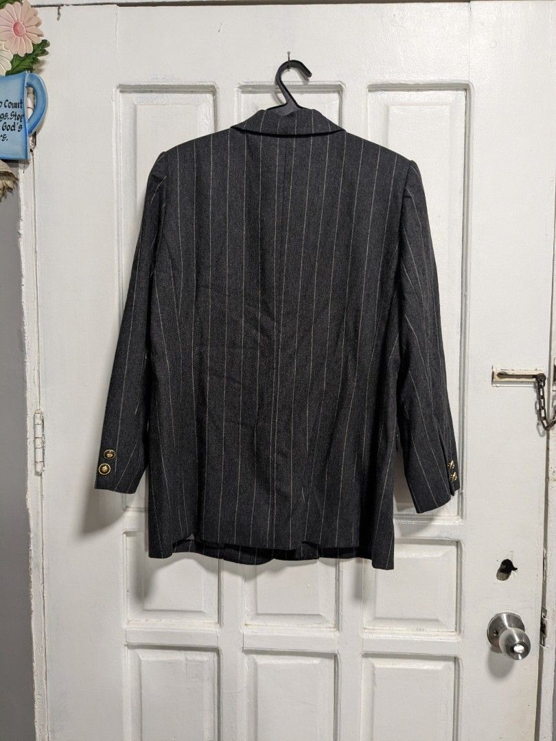 Gray Pinstriped Terno Office Coat and Pants Coordinates Set (Category: Sets or Coordinates) located in Quezon City. Submitted by nnncorner (Listing ID 1452312725, Image 3). Description: Original Bowbell US Gray Pinstriped Terno Office Coat and Pants Never been used Perfect for formal events and office meetings Fits Large Coat Length 29 inches Coat Width 20 inches Coat Shoulder 18 inches Coat Sleeves 21 inches Pants Waistline fits 28-30 inches (st