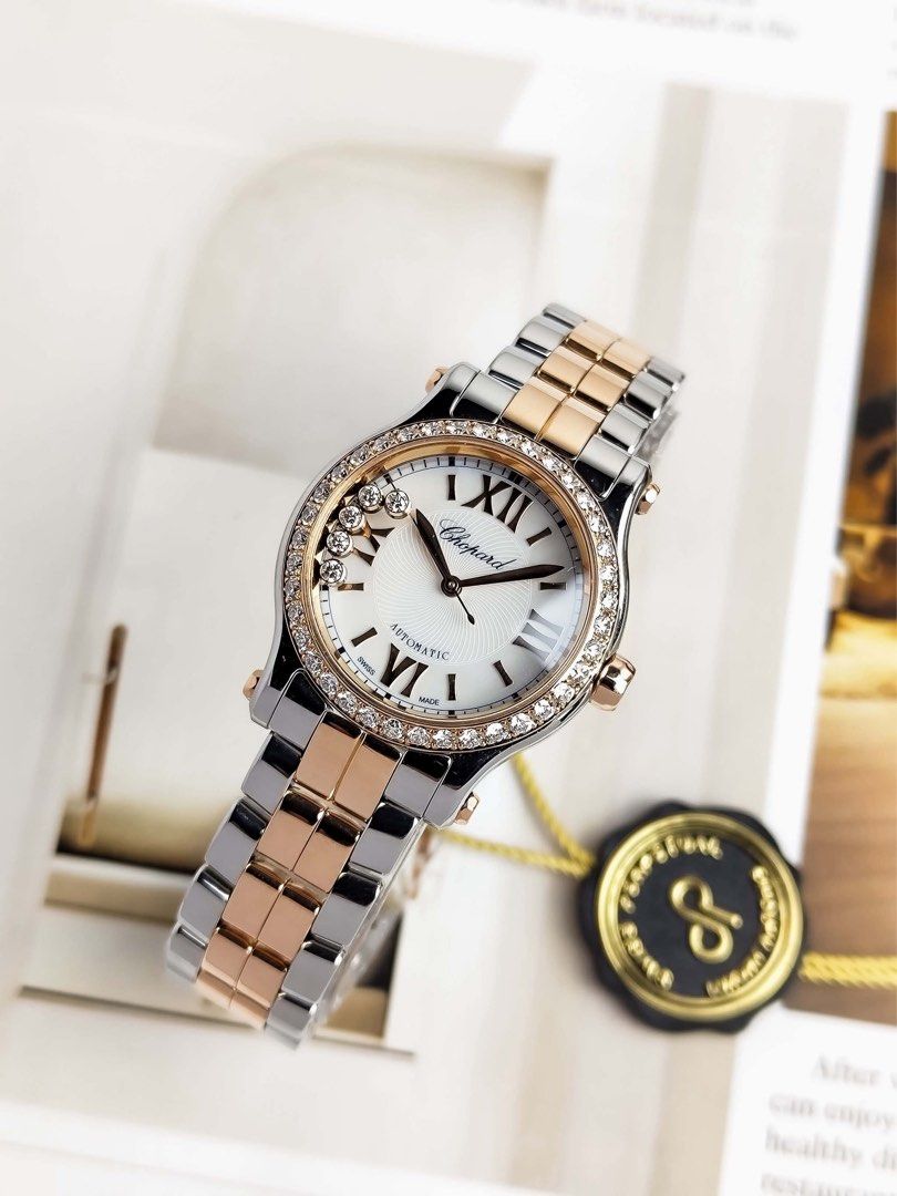 Happy Sport Dancing Diamonds TT RG (Category: Women's Watches) located in Makati City. Submitted by swissperpetual (Listing ID 1452193440, Image 3). Description: Chopard Happy Sport Two Town Rose Gold White Dial 278573-6004 30mm Watch Only Condition: 9/10 (Excellent condition) Price: P418,000 Negotiable 🤝 7 Day Moneyback Guarantee 🧑‍🔧 1 Year SP Service Warranty 💱 Trades Offers and Pre-orders Accepted 💳 Credit Card Options Available 🪙 Layawa
